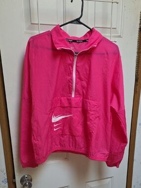 Nike Hot Pink Half-Zip Utility Jacket with White Swoosh